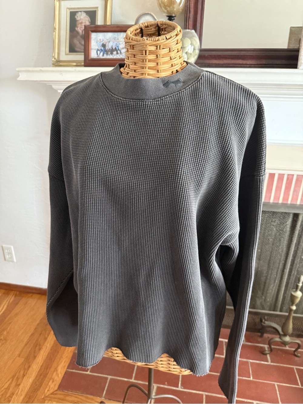 Skylrk gray waffle mock neck oversized shirt Large